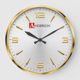 Modern Gold Accent Luxury White & Gold Minimalist Große Wanduhr