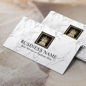 Modern Gold Ananas Logo Trendy White Marble Visitenkarte