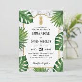 Modern Gold Ananas Marmor Tropical Wedding Einladung (Stehend Vorderseite)