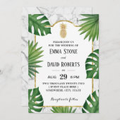 Modern Gold Ananas Marmor Tropical Wedding Einladung (Vorne/Hinten)