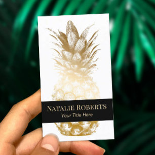 Modern Gold Ananas Schwarzer Streifen Visitenkarte