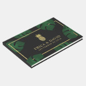 Modern Gold Ananas Tropical Wedding Gästebuch (Ecke)