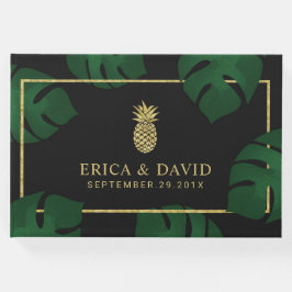 Modern Gold Ananas Tropical Wedding Gästebuch