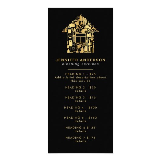 Modern Gold And Black Cleaning Services Werbekarte (Vorne)