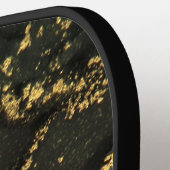 Modern Gold and Black Marbled Monogram Pickleball Schläger (Linke Seite)