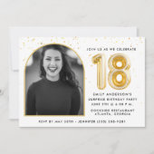 Modern Gold Balloon Confetti 18. Geburtstagsparty Einladung (Vorderseite)