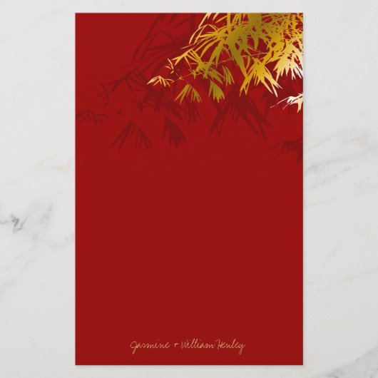 Modern Gold Bamboo Zen Asian Wedding Stationery Briefpapier (Vorderseite)