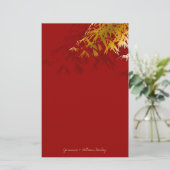 Modern Gold Bamboo Zen Asian Wedding Stationery Briefpapier (Stehend Vorderseite)