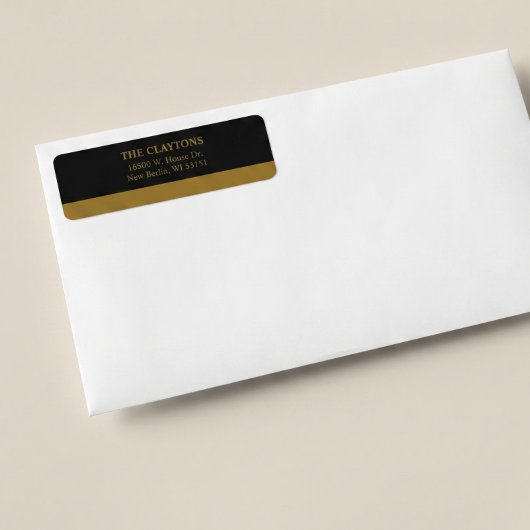 Modern Gold Bar Black Return Address Labels