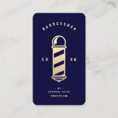 Modern Gold Barber's Pole Barbershop Mitternacht b Visitenkarte (Vorderseite)