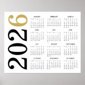 Modern Gold Black 2026 Kalender Poster (Vorne)
