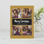 Modern Gold Black 4 Foto Collage Frohe Weihnachten (Stehend Vorderseite)