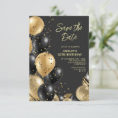 Modern Gold Black 50. Geburtstag Einladung (Stehend Vorderseite)