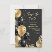 Modern Gold Black 50. Geburtstag Einladung (Vorderseite)