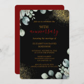 Modern Gold Black 50. Hochzeitstag Einladung (Vorne/Hinten)