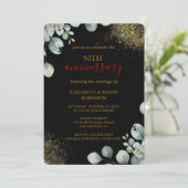 Modern Gold Black 50. Hochzeitstag Einladung (Stehend Vorderseite)
