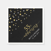 Modern Gold & Black 55th Anniversary Party Napkins Serviette (Vorderseite)