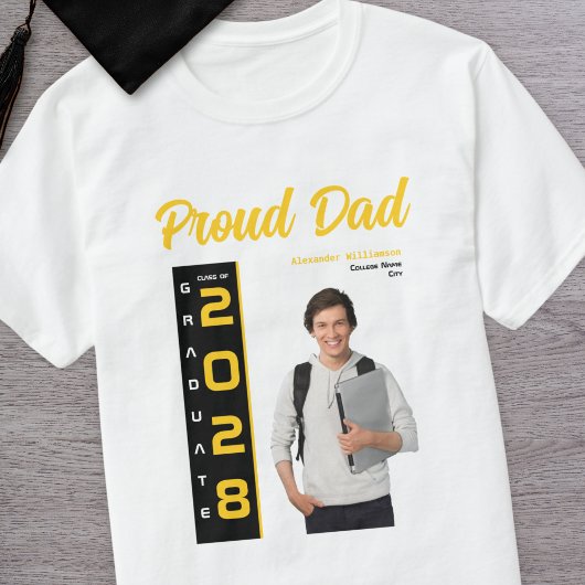Modern Gold Black Abschluss Foto Proud Vater T-Shirt