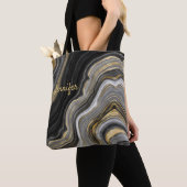 Modern Gold Black Agate Crystal Personalize Name Tasche (Von Nahem)