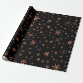 Modern Gold Black Christmas Snowflakes Glitzer Geschenkpapier