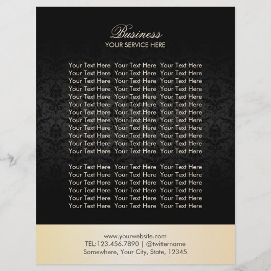 Modern Gold & Black Damask Elegante Broschüren (Vorne)