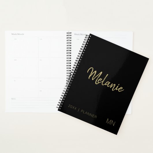 Modern Gold Black Elegant Monogram 2023 Planer (Anzeige)
