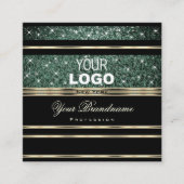Modern Gold Black Forest Green Glitzer Logo Quadratische Visitenkarte (Vorderseite)