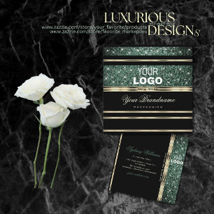Modern Gold Black Forest Green Glitzer Logo Quadratische Visitenkarte