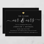 Modern Gold Black Future Mr. and Mrs. Verlobung Einladung (Vorne/Hinten)