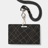 Modern Gold & Black Geometric Strokes Design Ausweis (Vorderseite mit Lanyard)