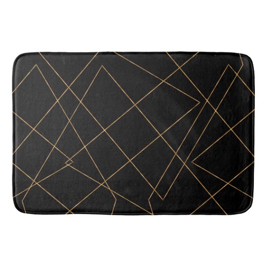 Modern Gold & Black Geometric Strokes Design Badematte (Vorderseite)