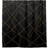Modern Gold & Black Geometric Strokes Design Duschvorhang (Vorderseite)
