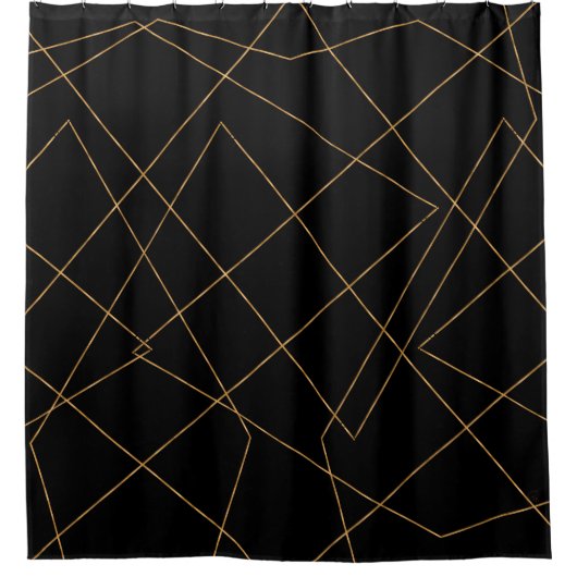 Modern Gold & Black Geometric Strokes Design Duschvorhang (Vorderseite)