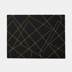Modern Gold & Black Geometric Strokes Design Fußmatte