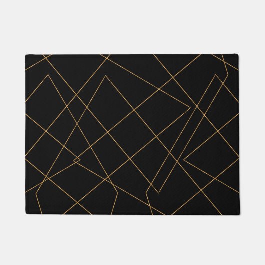 Modern Gold & Black Geometric Strokes Design Fußmatte (Vorderseite)