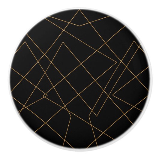 Modern Gold & Black Geometric Strokes Design Keramikknauf (Vorderseite)