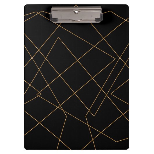 Modern Gold & Black Geometric Strokes Design Klemmbrett (Vorderseite)