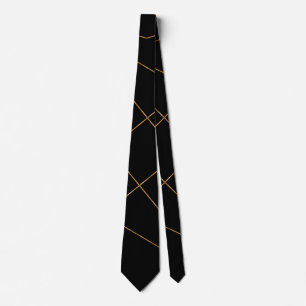 Modern Gold & Black Geometric Strokes Design Krawatte