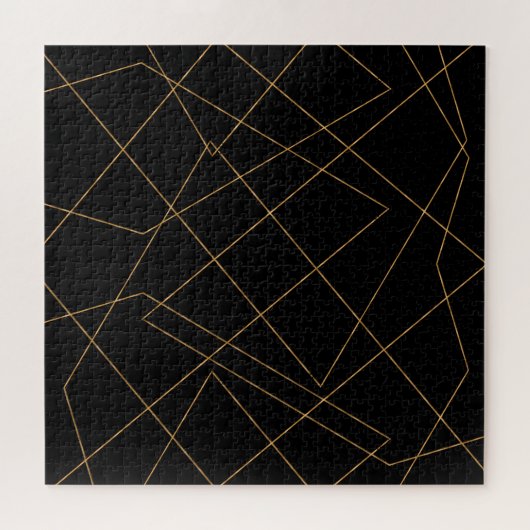 Modern Gold & Black Geometric Strokes Design Puzzle (Horizontal)