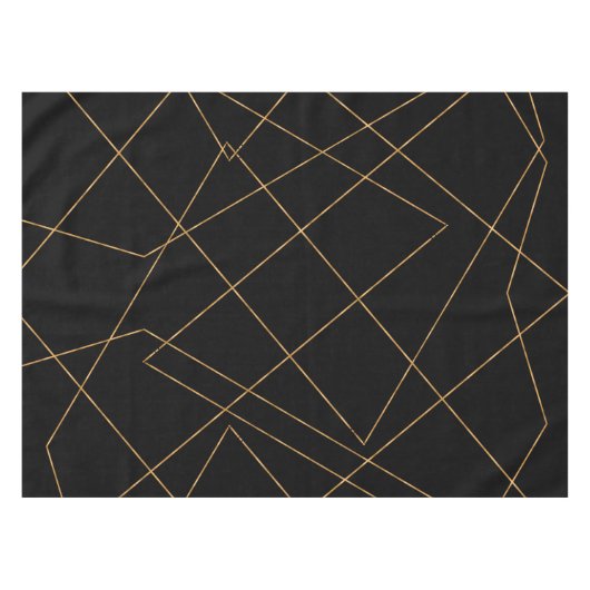 Modern Gold & Black Geometric Strokes Design Tischdecke (Vorderseite (Horizontal))