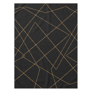 Modern Gold & Black Geometric Strokes Design Tischdecke