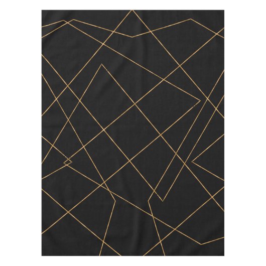 Modern Gold & Black Geometric Strokes Design Tischdecke (Vorderseite)