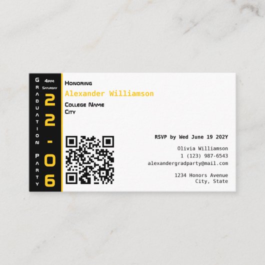 Modern Gold Black Graduation Party Begleitkarte (Vorderseite)