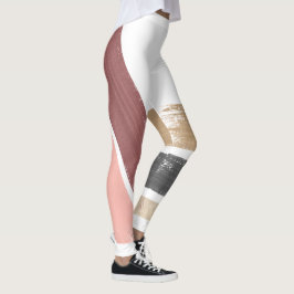 Modern Gold Black Maroon Pink Paint Valentine Leggings