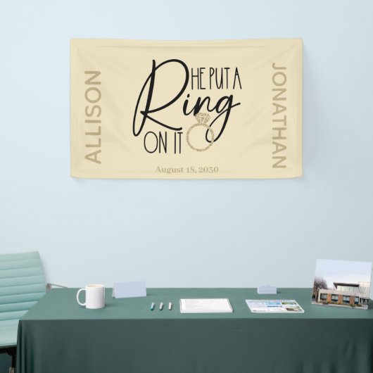 Modern Gold Black Name Er setzte einen Ring darauf Banner (Messeveranstaltung)