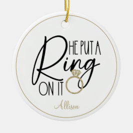 Modern Gold Black Name Er setzte einen Ring darauf Keramik Ornament