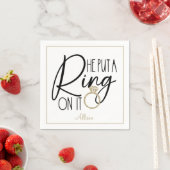 Modern Gold Black Name Er setzte einen Ring darauf Serviette (Beispiel)