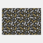 Modern Gold Black Partridge Pine Cones Botanisch Geschenkpapier Set (Vorderseite 2)