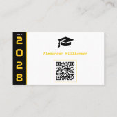 Modern Gold Black QR Code Abschluss Name Card Telefonnummerkarte (Rückseite)