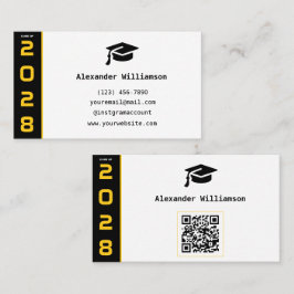 Modern Gold Black QR Code Abschluss Name Card Telefonnummerkarte